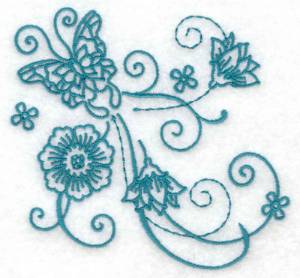 Picture of Butterfly & Flower Redwork Machine Embroidery Design