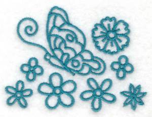 Picture of Butterfly and Flowers Machine Embroidery Design