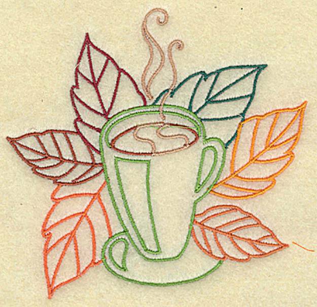 Picture of Cocoa and Leaves Machine Embroidery Design