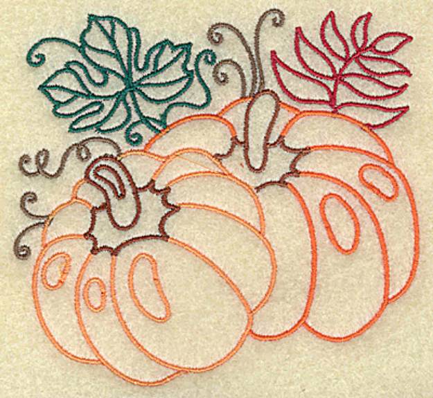 Picture of Pumpkins and Leaves Machine Embroidery Design