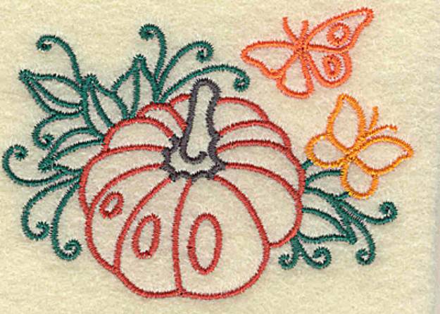 Picture of Pumpkin and Butterfly Machine Embroidery Design