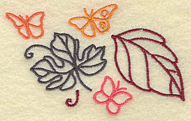 Picture of Leaves and Butterflies Machine Embroidery Design
