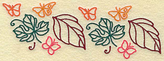 Picture of Butterflies and Leaves Machine Embroidery Design