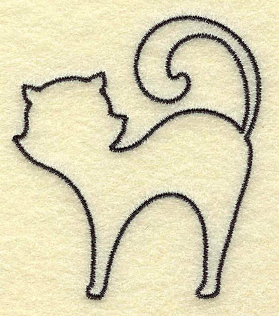 Picture of Black Cat Outline Machine Embroidery Design