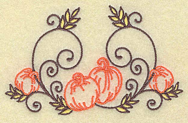 Picture of Pumpkins and Swirls Machine Embroidery Design