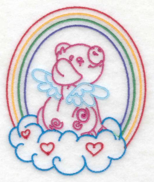 Picture of Pig and Rainbow Design Machine Embroidery Design