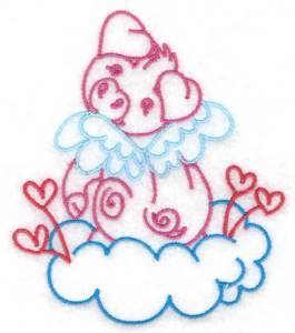 Picture of Pig Sitting on Cloud Machine Embroidery Design