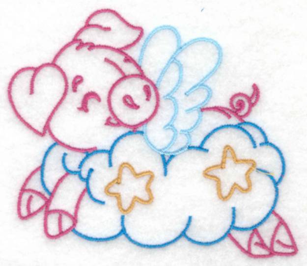 Picture of Pig in Cloud Machine Embroidery Design