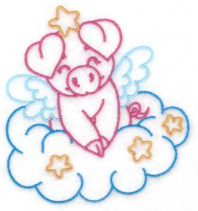 Picture of Pig on Cloud Machine Embroidery Design