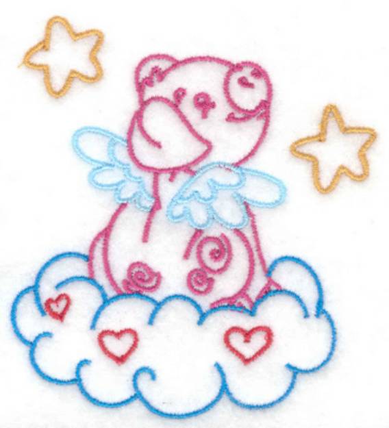 Picture of Pig Sitting on Cloud Machine Embroidery Design