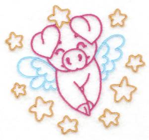 Picture of Pig and Stars Machine Embroidery Design