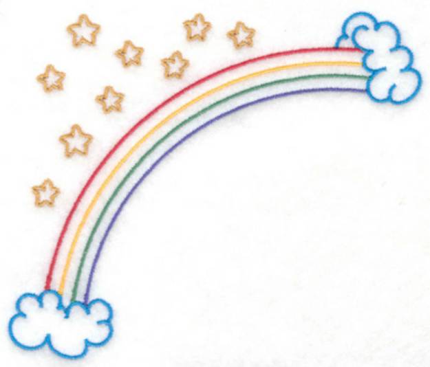 Picture of Rainbow and Stars Outline Machine Embroidery Design