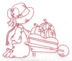 Picture of Girl & Wheelbarrow Machine Embroidery Design