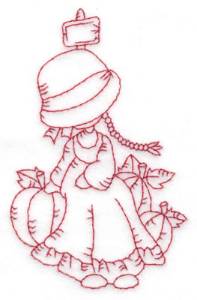 Picture of Girl & Pumpkins Machine Embroidery Design