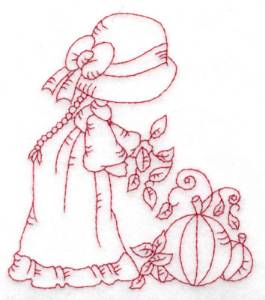 Picture of Girl Holding Leaves Machine Embroidery Design