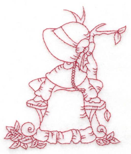 Picture of Girl On Bench Machine Embroidery Design