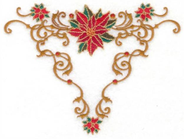 Picture of Poinsettia Triangle Machine Embroidery Design