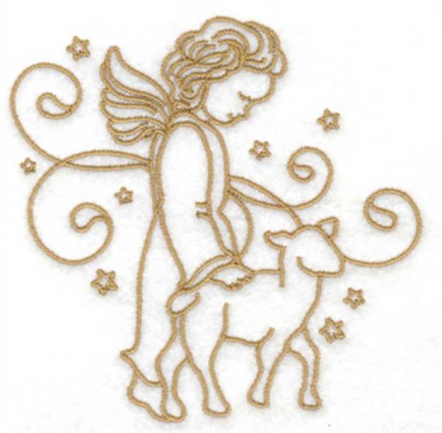 Picture of Angel & Lamb & Swirls Machine Embroidery Design