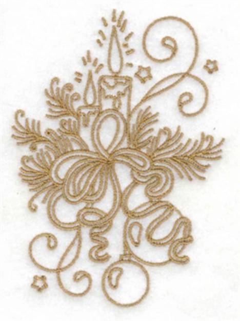 Picture of Candles and Pine Boughs Machine Embroidery Design