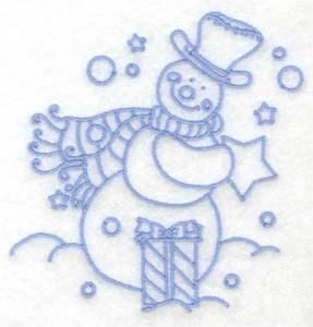 Picture of Snowman With Gift Machine Embroidery Design