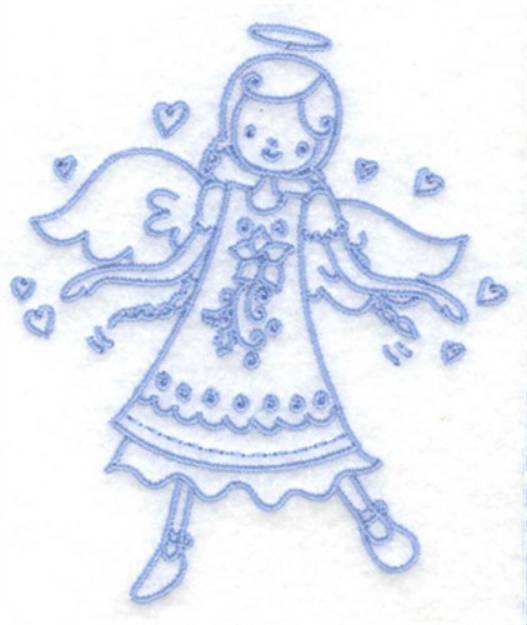 Picture of Angel In Poinsettia Dress Machine Embroidery Design