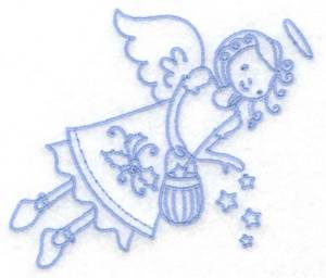 Picture of Flying Angel With Stars Machine Embroidery Design