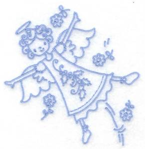 Picture of Angel With Flowers Machine Embroidery Design
