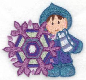 Picture of Child & Snowflake Machine Embroidery Design