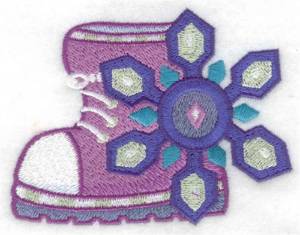 Picture of Winter Boot & Snowflake Machine Embroidery Design