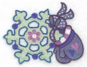Picture of Mittens & Snowflake Machine Embroidery Design