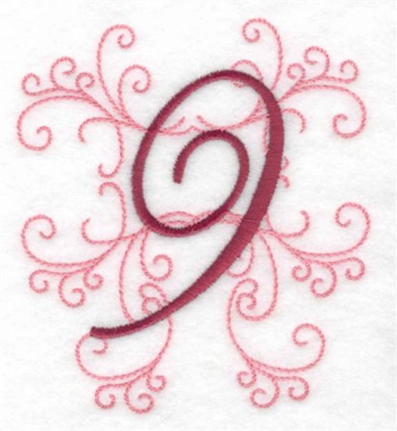 Picture of Swirl Monogram 9 Machine Embroidery Design