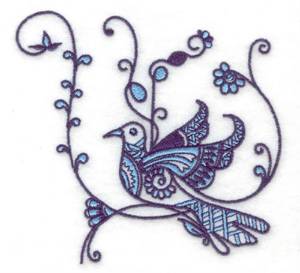 Picture of Bird Floral Machine Embroidery Design
