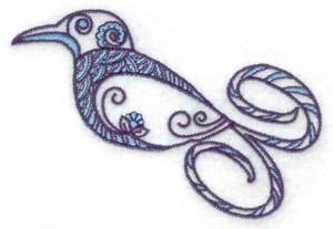Picture of Curly Tail Bird Machine Embroidery Design
