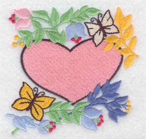 Picture of Heart And Butterflies Machine Embroidery Design
