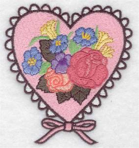 Picture of Doiley Heart with flowers Machine Embroidery Design