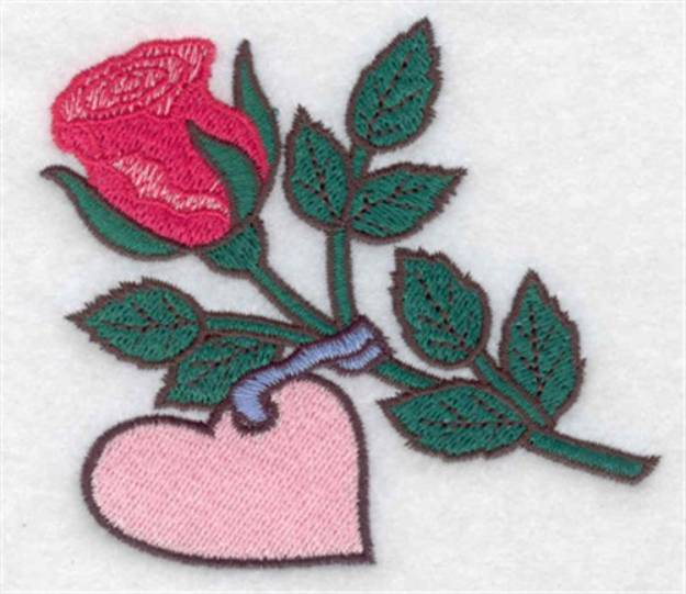 Picture of Rose With Heart Machine Embroidery Design