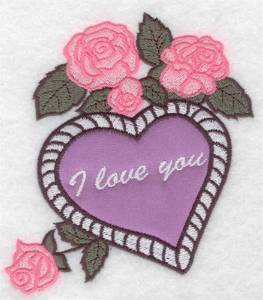 Picture of I Love You Applique Machine Embroidery Design