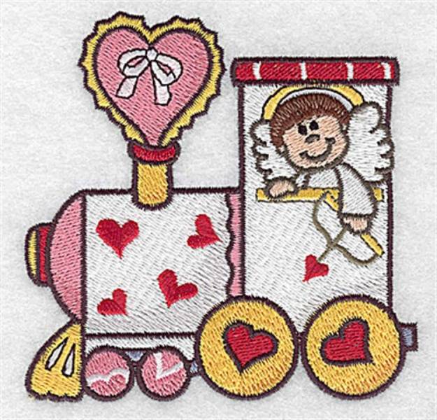Picture of Train With Cupid Machine Embroidery Design