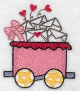 Picture of Valentine Train Car Machine Embroidery Design