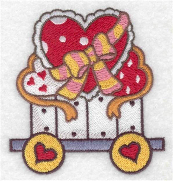 Picture of Hearts Train Car Machine Embroidery Design