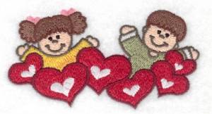 Picture of Children With Hearts Machine Embroidery Design
