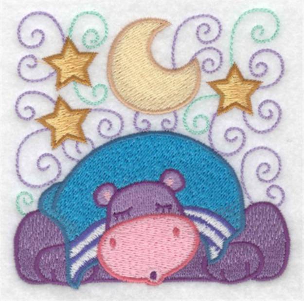 Picture of Sleeping Hippo Machine Embroidery Design