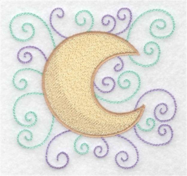 Picture of Moon With swirls Machine Embroidery Design
