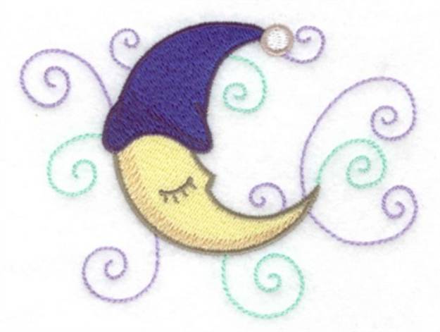 Picture of Moon With Nightcap Machine Embroidery Design
