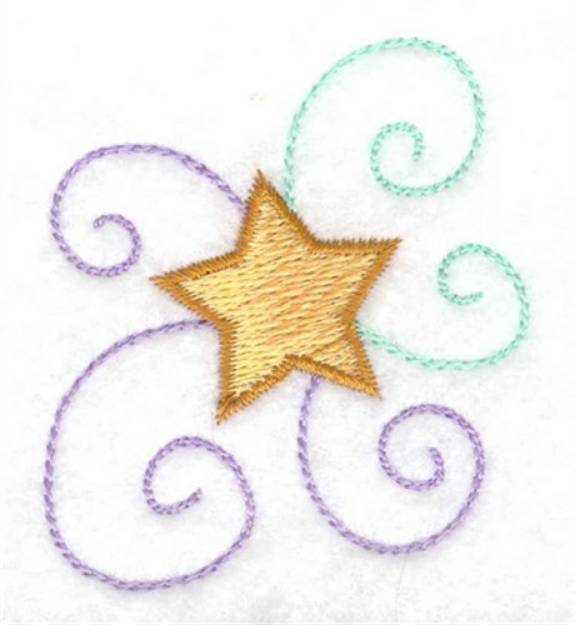 Picture of Star And Swirls Machine Embroidery Design