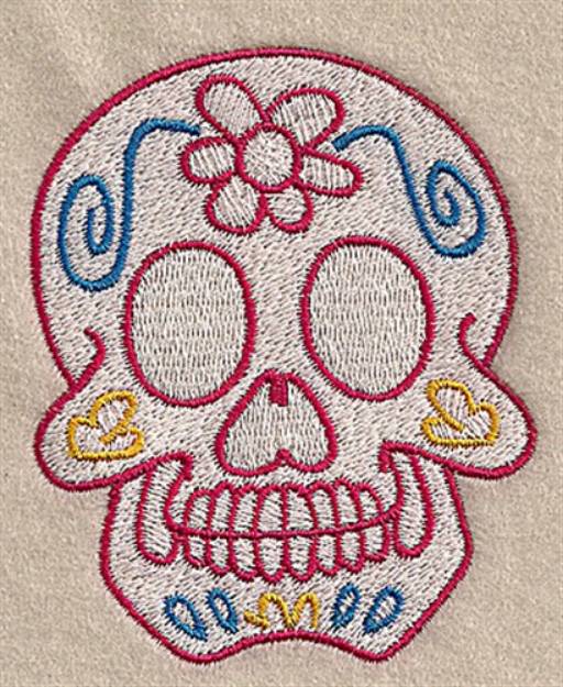 Picture of Floral Skull Machine Embroidery Design