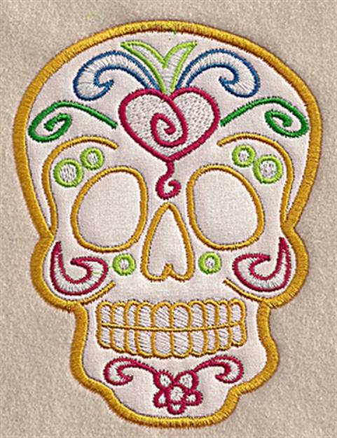 Picture of Skull Applique Machine Embroidery Design