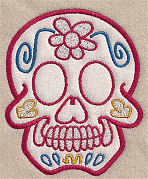 Picture of Floral Skull Applique Machine Embroidery Design