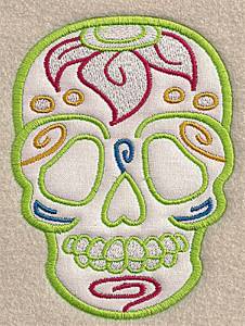 Picture of Skull Floral Applique Machine Embroidery Design