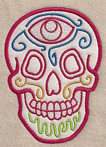 Picture of Skull Applique Machine Embroidery Design